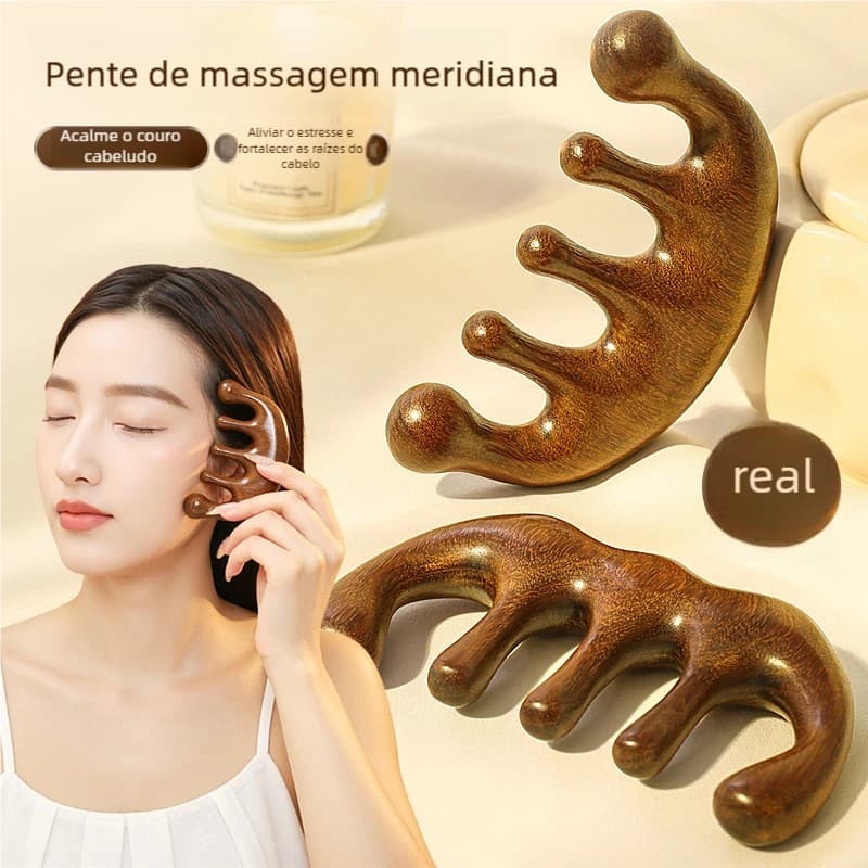 Pente de Resina para Massagem Meridiana - 5 Dentes, Sem Cabo, Ferramenta de Relaxamento