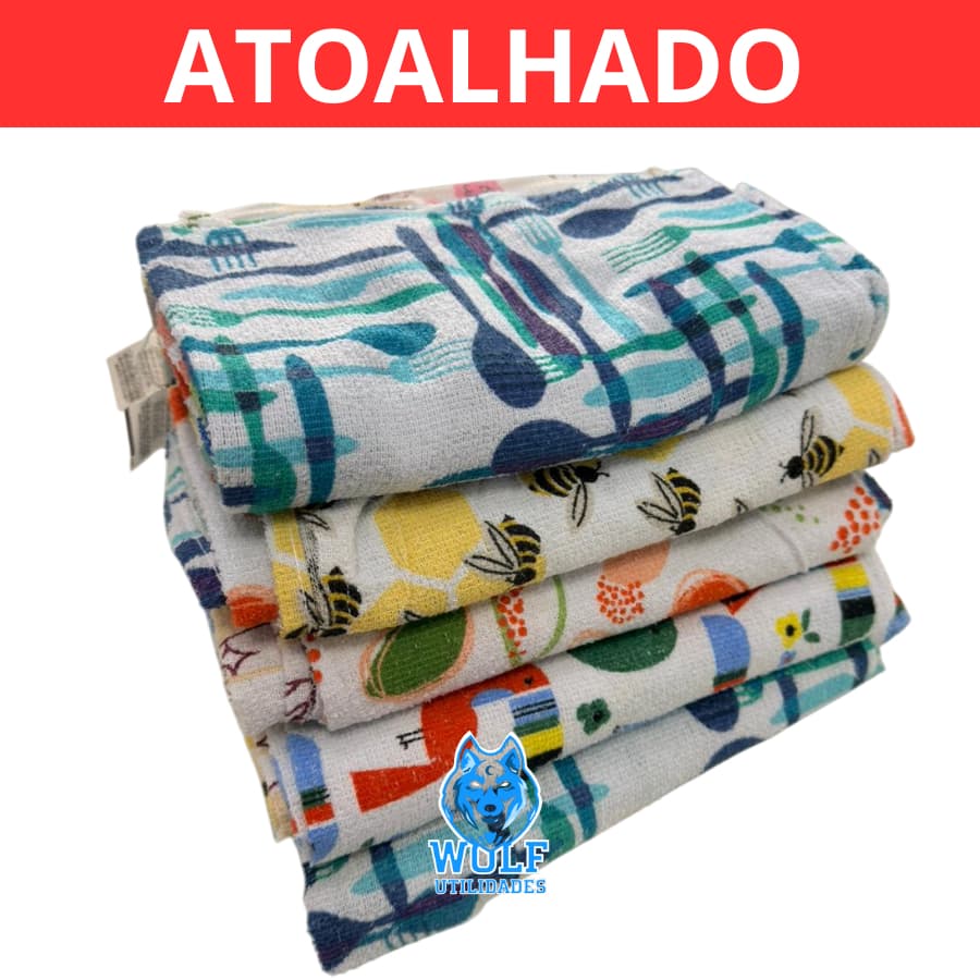 Kit 10 Pano De Prato Atoalhado Felpudo em Algodao