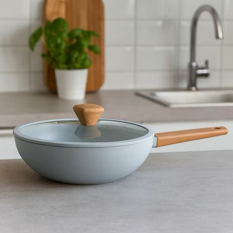 Wok Frigideira de Cerâmica de Indução Fogão  Gás 28cm - Fracalanza