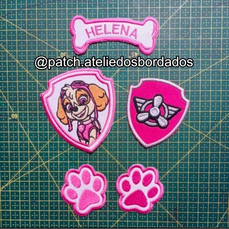 kit Bordado Termocolante  apliques Bordados skye patrulha canina