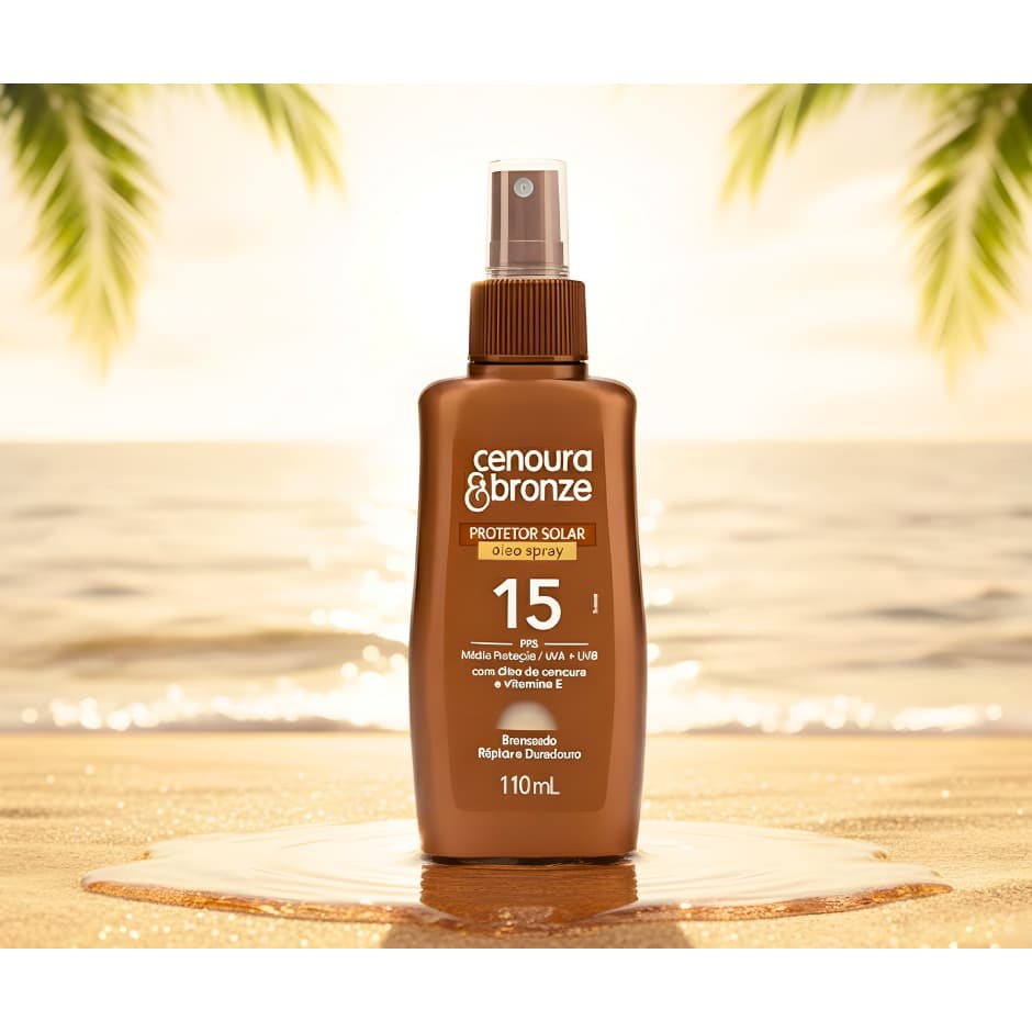 Óleo Bronzeador Spray Cenoura & Bronze FPS 15 110ml - Envio Imediato