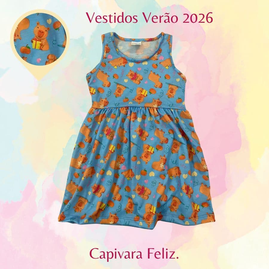 Vestido infantil juvenil EVASÊ sem mangas para verão