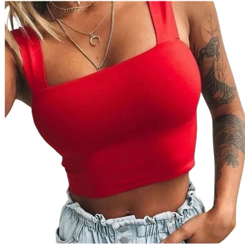 Cropped Alça larga Top Feminino Verão