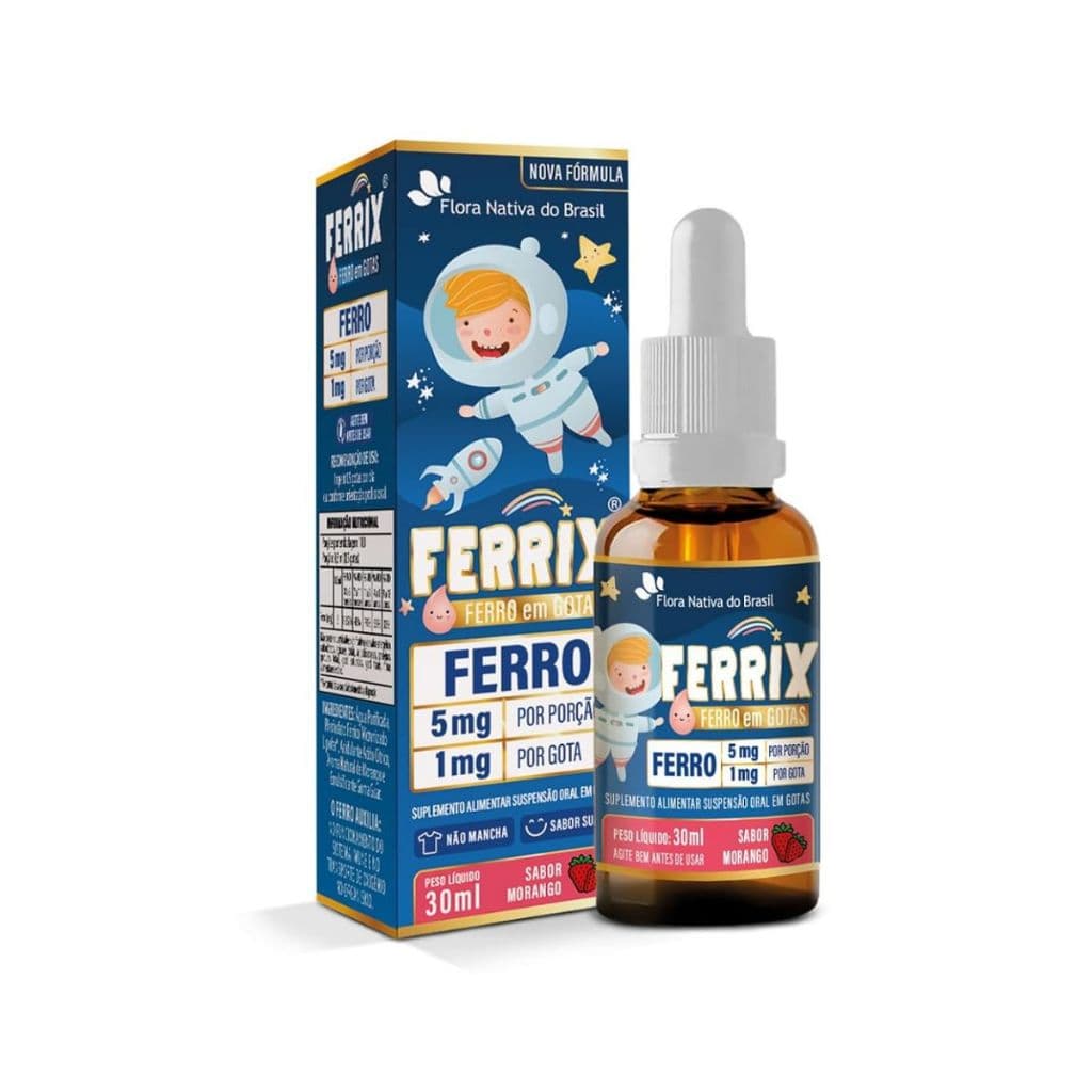 FERRIX Suplemento Infantil de Ferro Flora Nativa 30ml - Sabor Morango e Uva