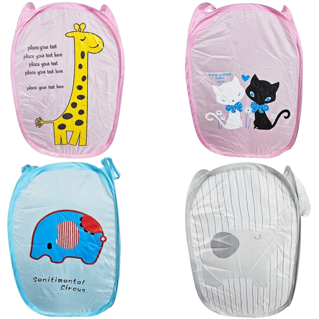 Cesto Organizador Infantil Dobrável Multi Brinquedo Roupas Elefantinho Girafinha