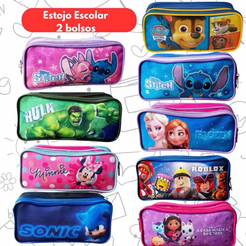 Estojo Escolar Duplo Infantil Imperméavel