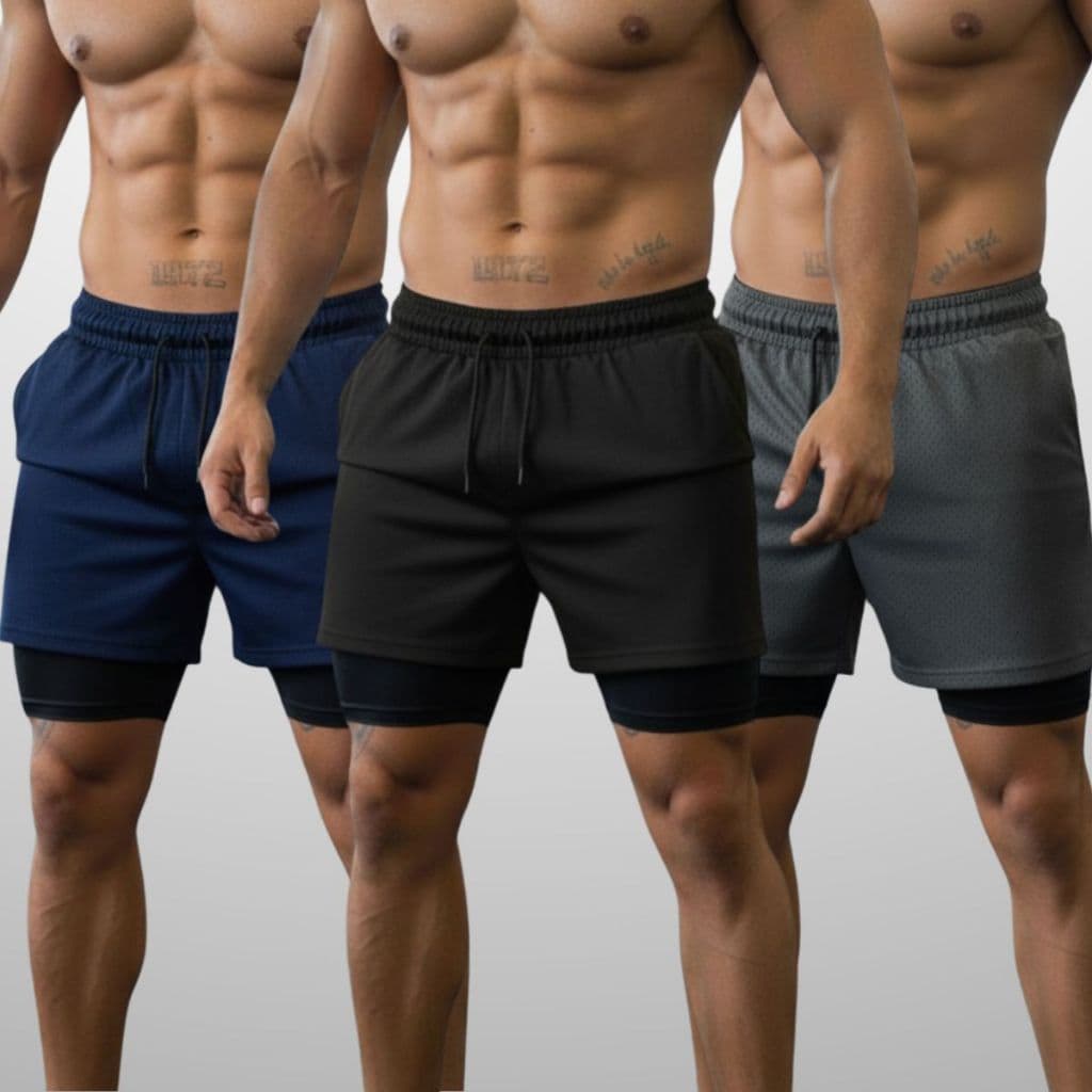 promoçÃOKit 3 Shorts ESPORTIVOS 2 Em 1 Para Academia Bermuda D Com Bolso upla ForradaDry Fit Treino Esporte
