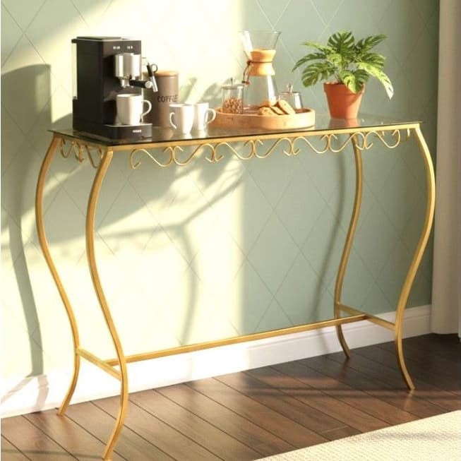 Aparador de Sala Com Tampo de Vidro Golden S