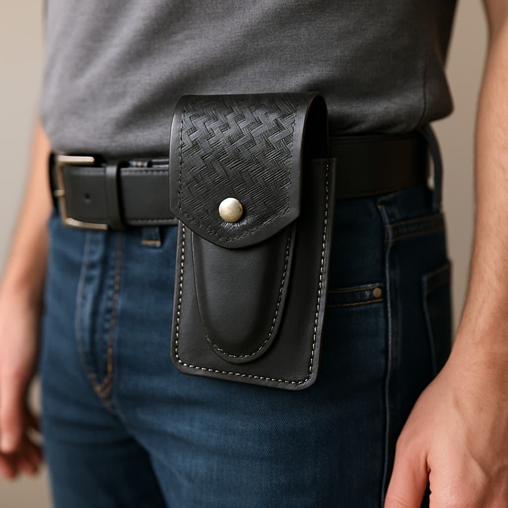 Capinha Para Celular Esteirada Em Couro Legítimo Resistente