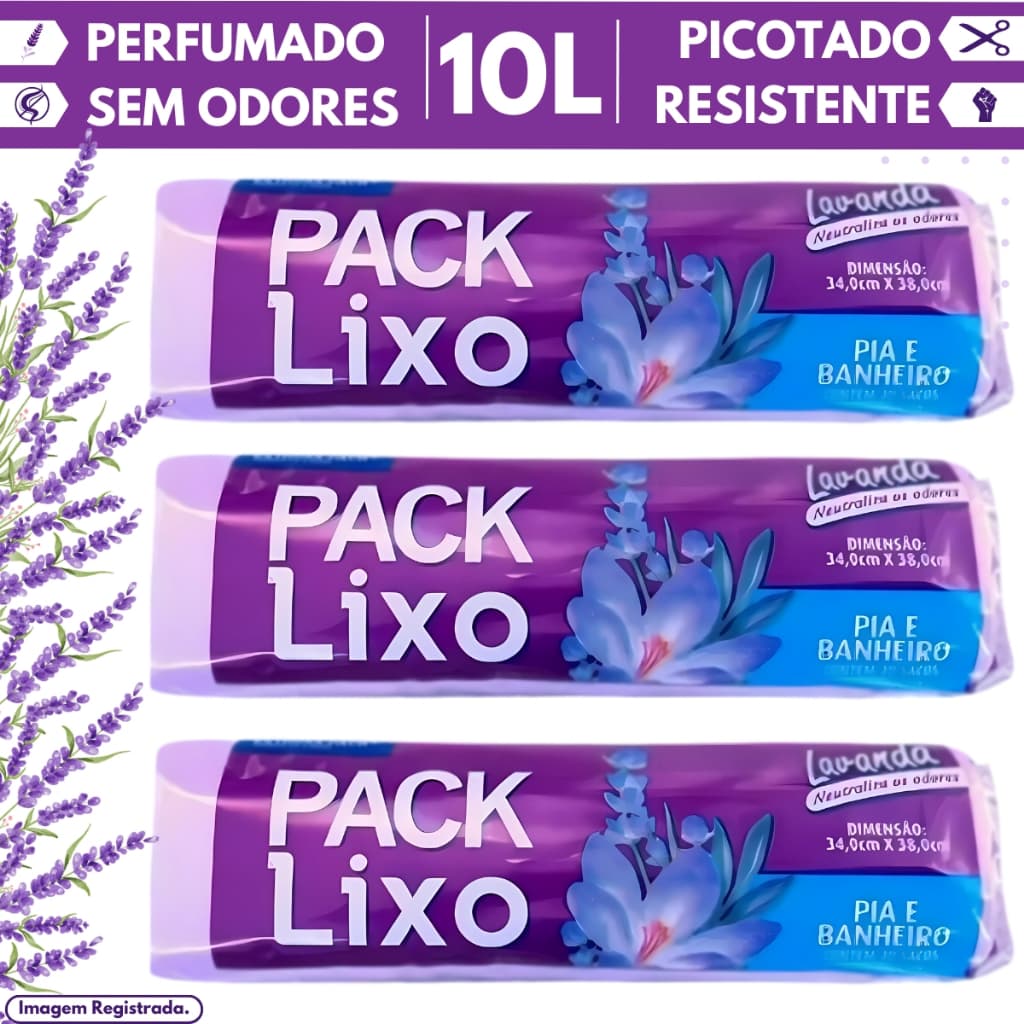 Kit 3 Sacos De Lixo Pequeno Econômico Neutraliza Odores Banheiro E Pia Lavanda