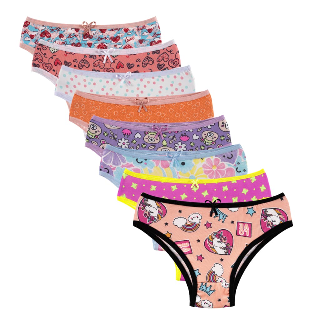 Kit 10, 5, 3 e 2 Calcinha Juvenil Microfibra Estampada Tanga Infantil Menina Moça Forro 100% Algodão