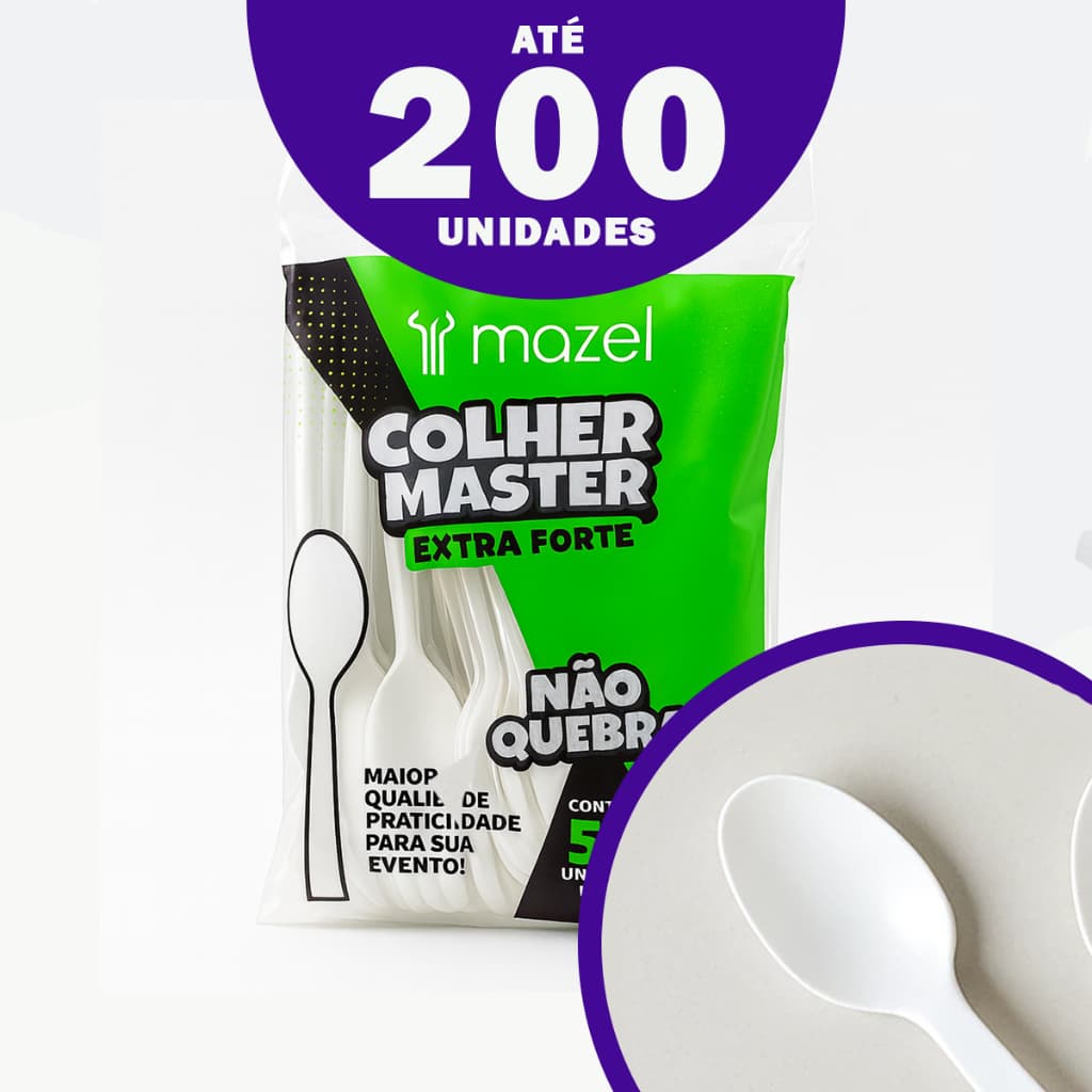 Kit 50 - 200 Colher Talher Descartável Branca para refeição caldo sopas festa inquebrável simples