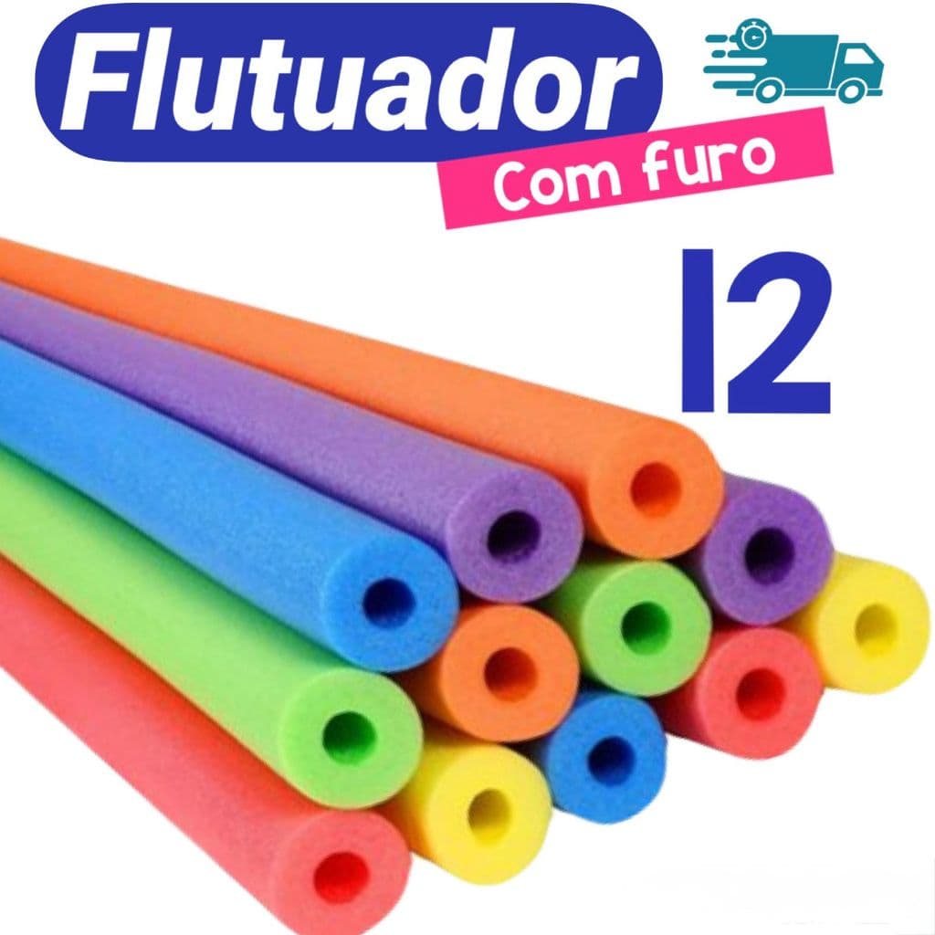 Kit 12 Macarrão Flutuador Piscina – Espaguete Flexível e Versátil com Furo