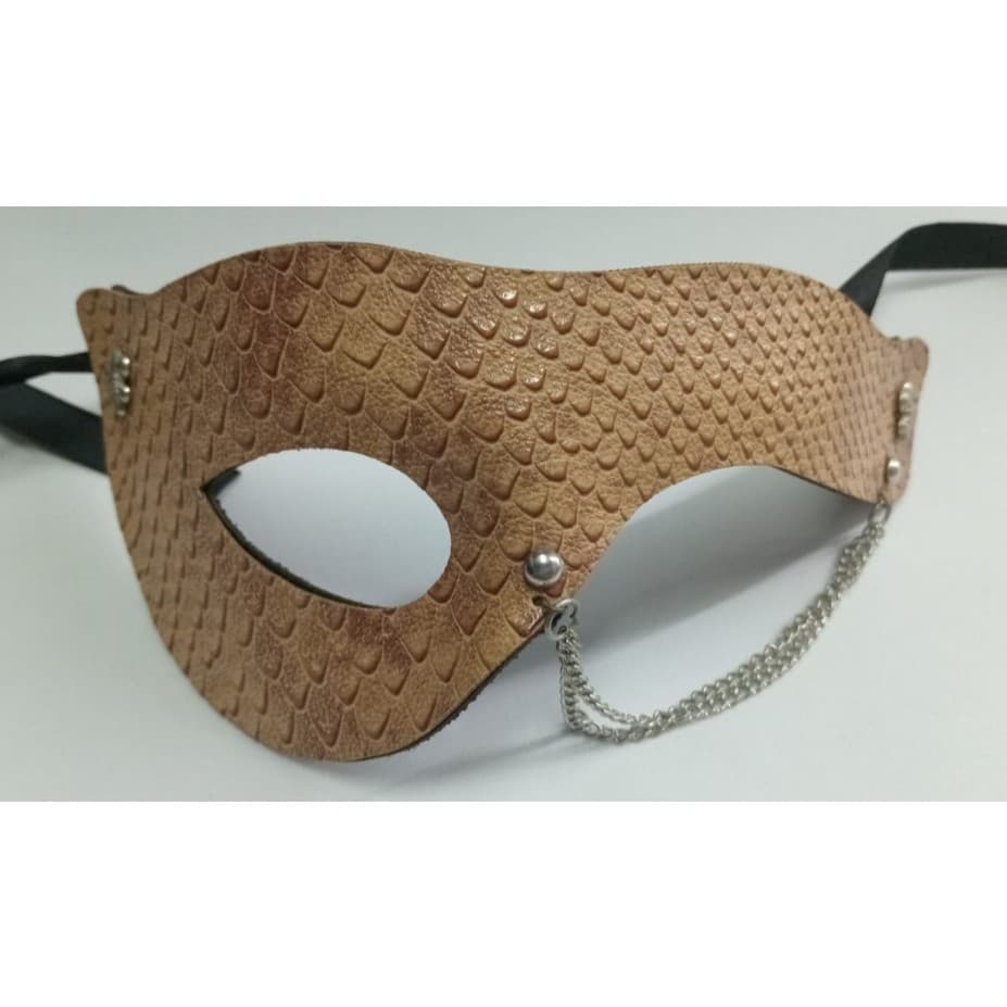 Máscara Veneziana Masculina Couro Bege