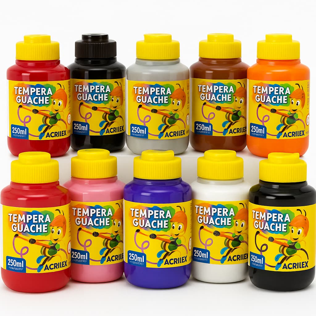 Tintas Guache Cores 250ml Acrilex Potes Sortida 15 Potão Cor Sortidas