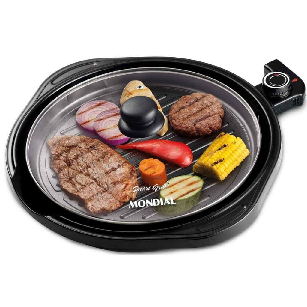 Panela Elétrica Multifuncional Com Vidro Temperado Linha mais Saúde sem óleo Antiaderente Grill