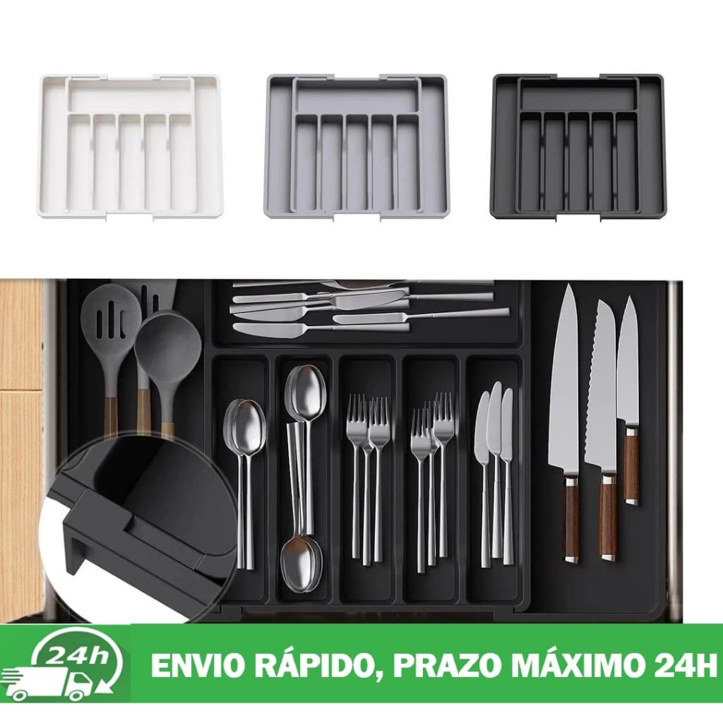 Organizador De Gavetas Ajustável para Cozinha, Utensílios, Talheres, Garfos, Colher, Facas