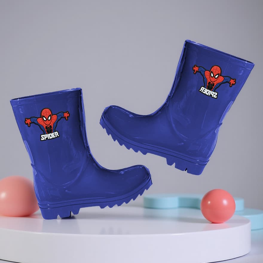 Galocha Botinha de Chuva Infantil Masculino Kids Personagem Menino Aranha Confortável