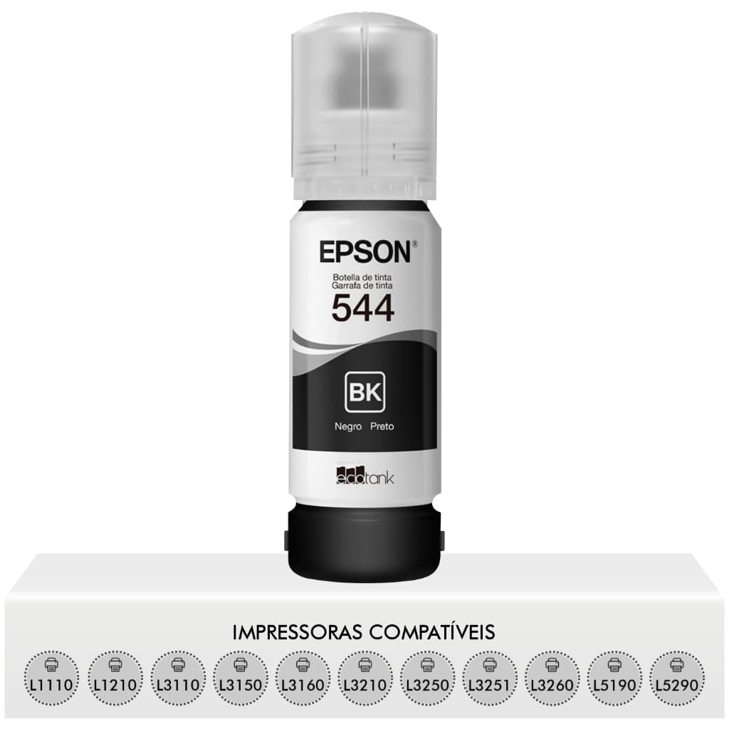 Refil De Tinta Preta T544 Original Epson L1110 L1250 L3110 L3150 L3160 L3210 L3250 L3260 L5190 L5290