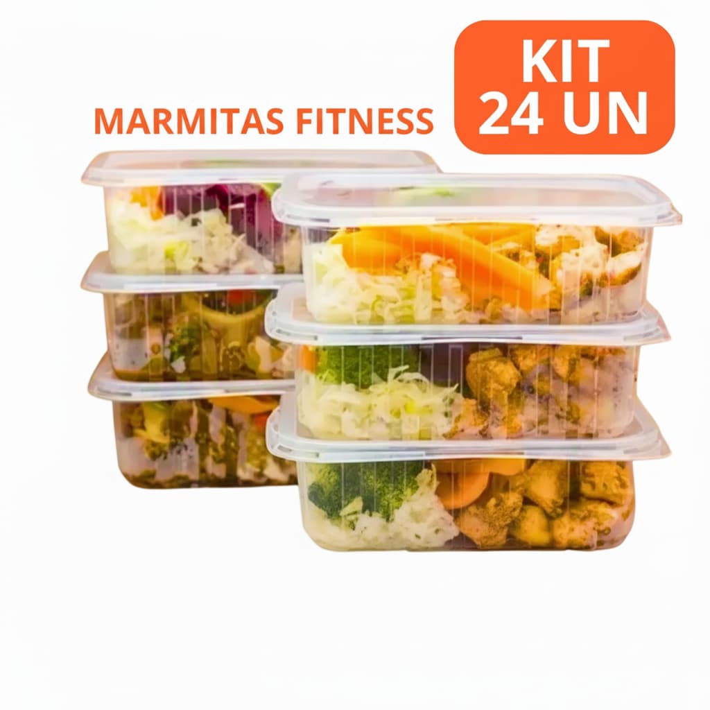 Kit 48/24/12 Pote Embalagem Marmita Descartavel 1000 ml 500 ml 350 ml 250ml 750 ml Microondas e Freezer