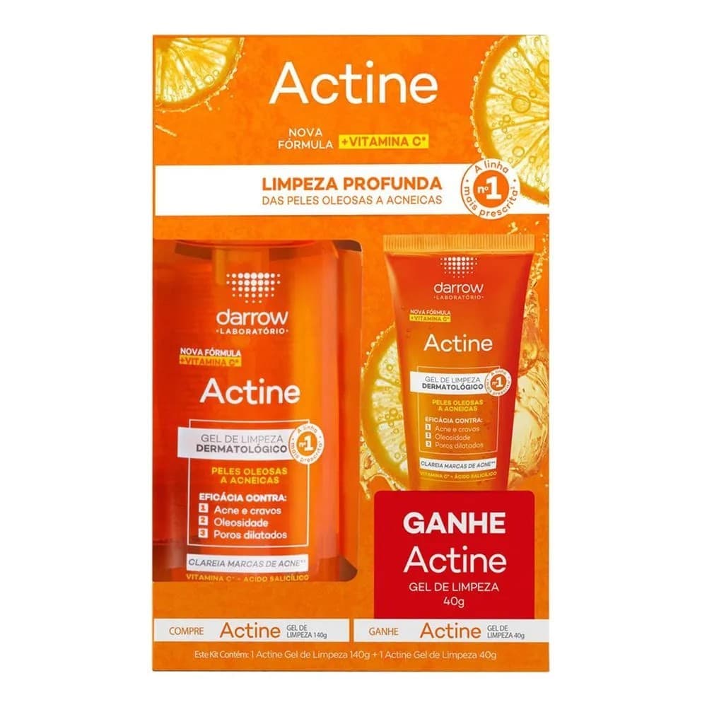 Kit Actine Gel de Limpeza Facial 140g e Ganhe Gel de  Limpeza 40g
