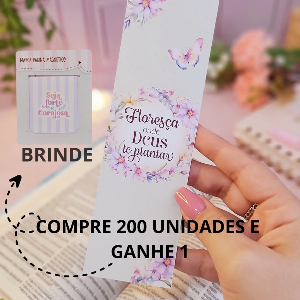 200 Marcadores Cristãos com Frases + 1 Mimo • Lembrancinha p/ Igreja, Jovens, Congressos e Eventos