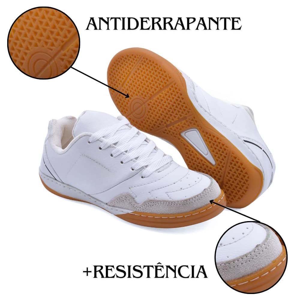 Chuteira Futsal Unissex Quadra com Solado Costurado Antiderrapante Tênis Futebol de Salão