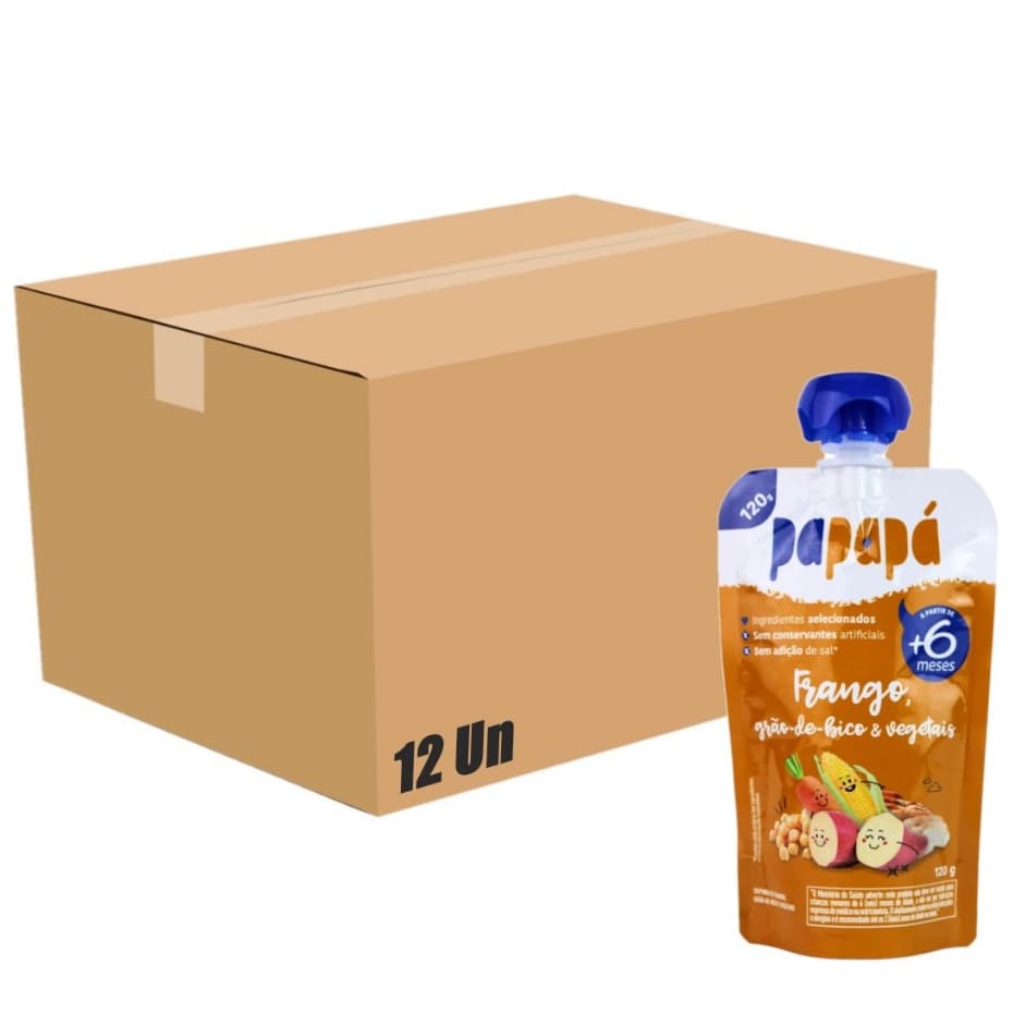 Papinha Papapá Frango Grão De Bico Vegetais 120g Kit 12un