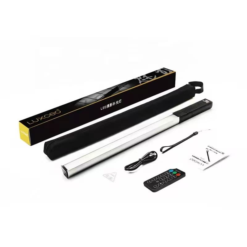 Bastão de  Led Luz RGB Luxceo Q508A Iluminação Profissional com Controle Remoto e Efeitos Criativos Preto USB Carregar