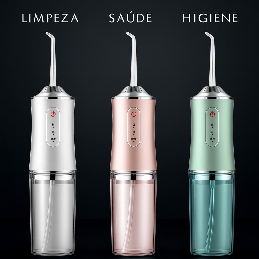 Irrigador Dental Portátil Recarregável 300ml IPX7 3 Modos de Pressão Potente Limpeza Dente Profunda