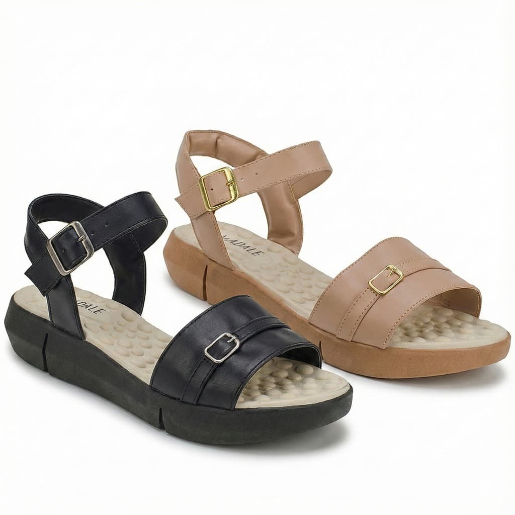 Kit 2 Pares Sandália Feminina Madale Ortopédica Anatômica Confortável Solado Antiderrapante