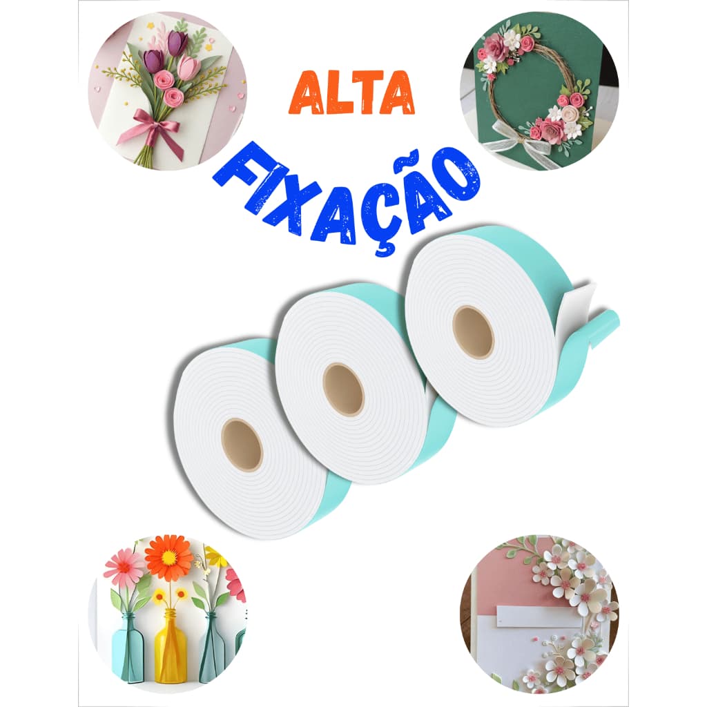 Fita Banana Adesiva Dupla Face Espuma EVA Artesanato Scrapbook Papelaria Relevo 3D Convite Cartão