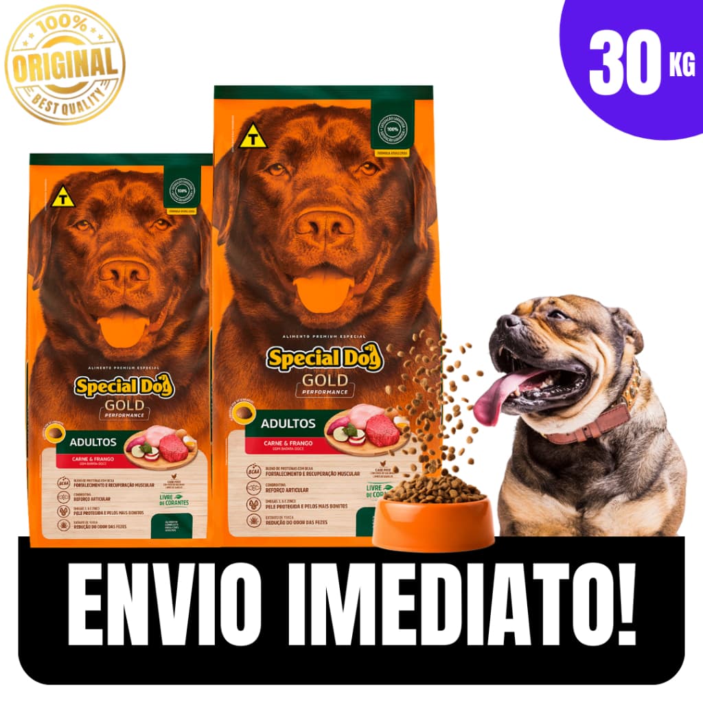 Ração p/ Cães Special Dog Gold Performance 15/30kg Condroitina Reforço Articular - Envio Imediato