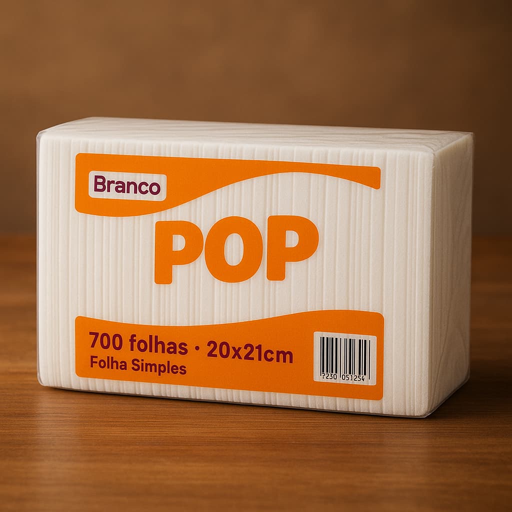 Papel Toalha Interfolhado POP 20x21cm 2 Dobras Folha Simples - Ideal para Dispenser