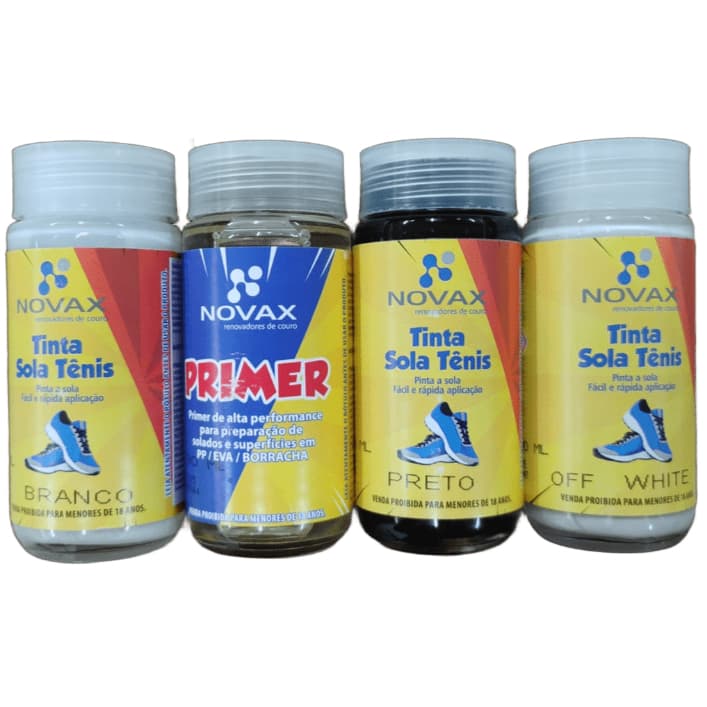 Tinta para Sola de Tênis Novax 90ml – Renova Solado de Borracha, EVA, PU e TR