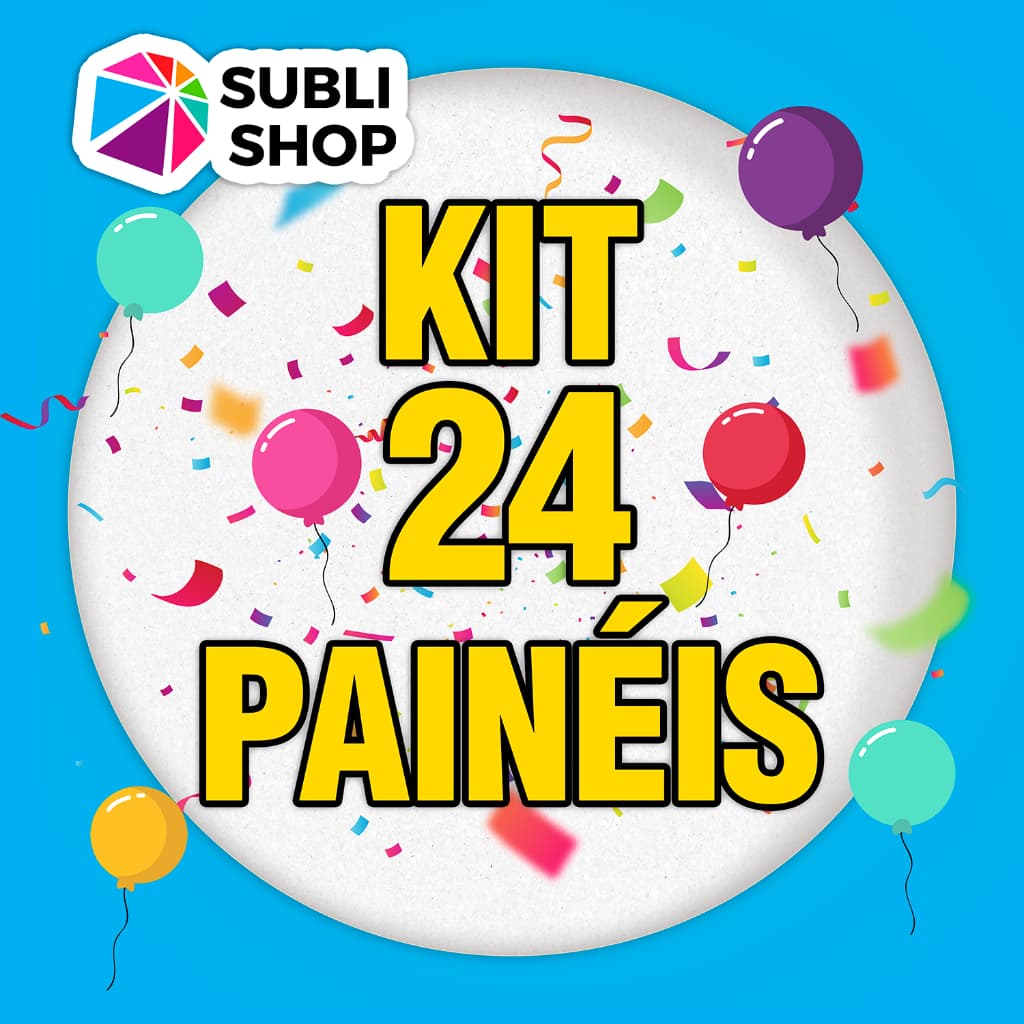 Kit 24 Mini Painéis 50cm Redondos Festa na Mesa Tecido Sublimado à Escolher Atacado