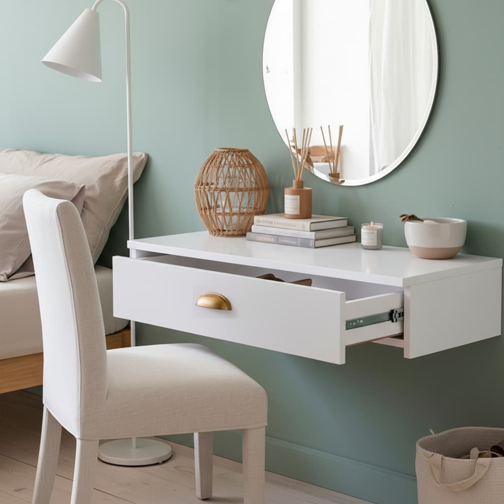 Penteadeira Suspensa com Gaveta Multifuncional Corrediça Organizadora Maquiagens Hall de Entrada