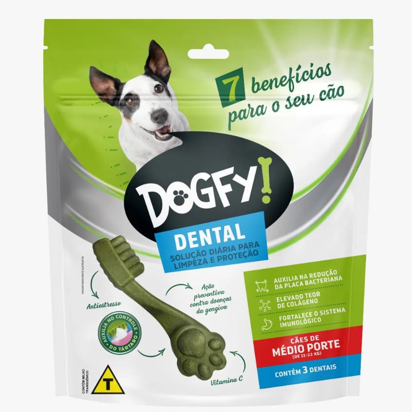 Dogfy Dental Original 3 Unidades | Petisco Anti Tártaro e Mau Hálito para Cães | Limpeza de Dentes