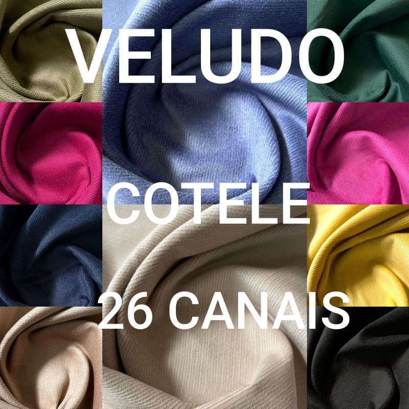 TECIDO VELUDO COTELÊ - 28 CANAIS - 84% ALGODÃO 8% VISCOSE 6% POLIÉSTER 2% ELASTANO - 1m x 1,36m