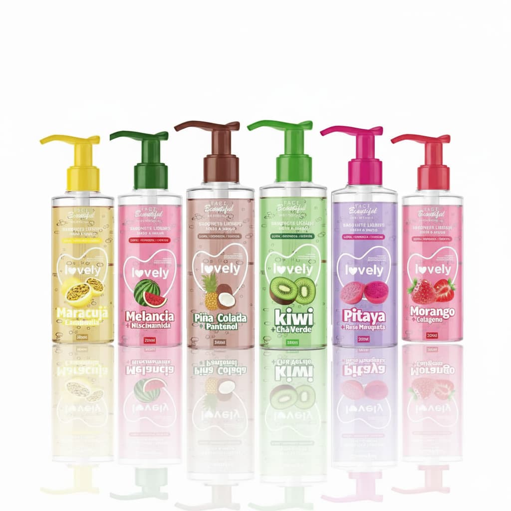 Kit 6 Sabonetes Líquidos Corporais e Faciais|para verão festa das cores  Lovely Face Beautiful