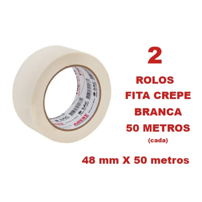 2 Fita crepe branca 50 METROS alta qualidade