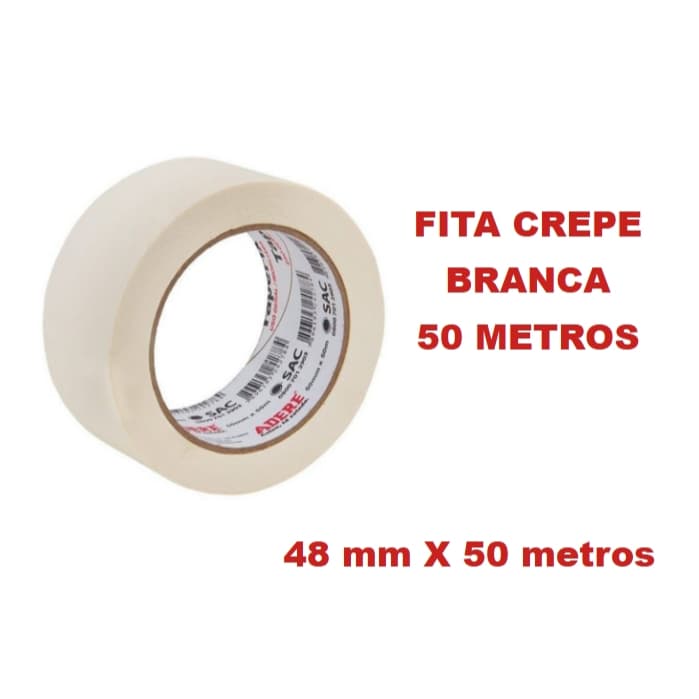 Fita crepe branca 50 METROS alta qualidade