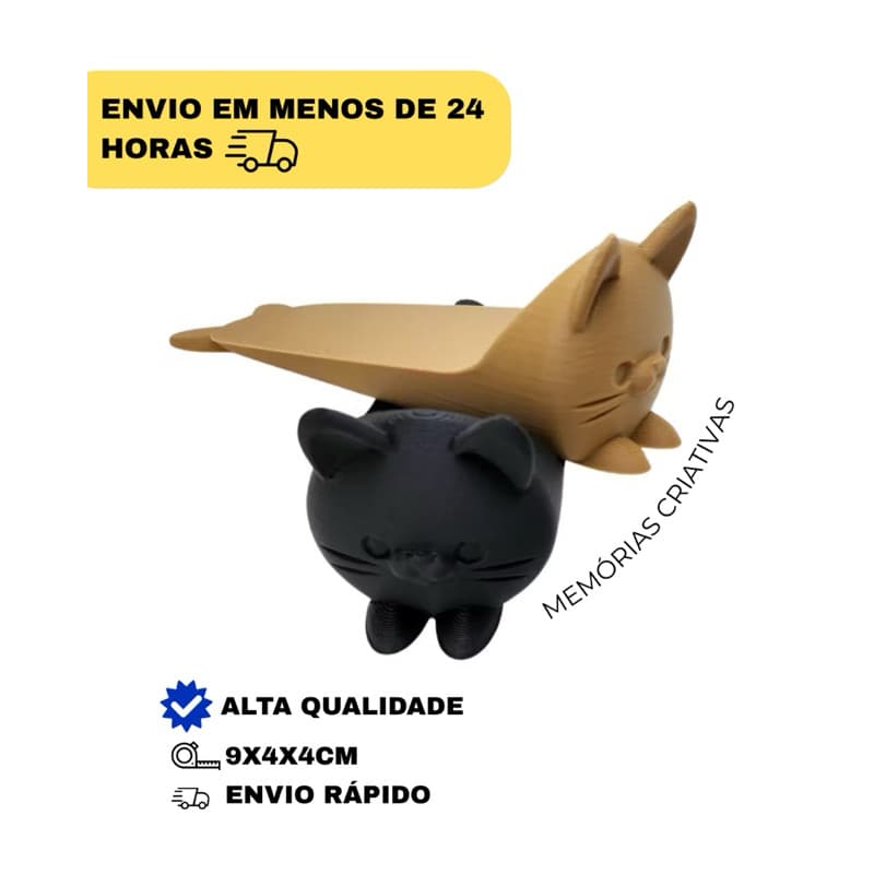 Trava de Porta Gatinho 3D – Antiderrapante, Fofa e Super Resistente Suporte Aparador Peso Cunha Calço Divertido