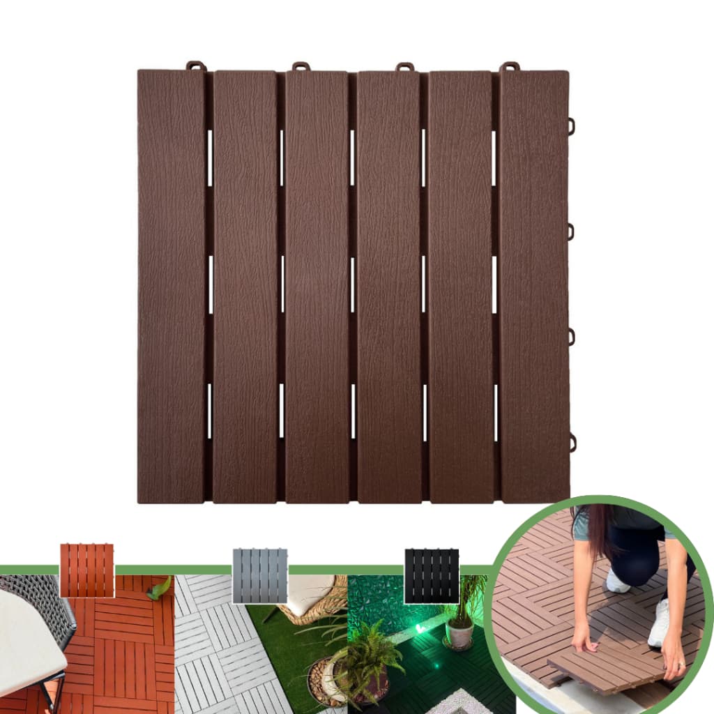 Kit 9 Deck Modular Plástico - Box, Varanda, Quintal, Piscina - Direct Borrachas