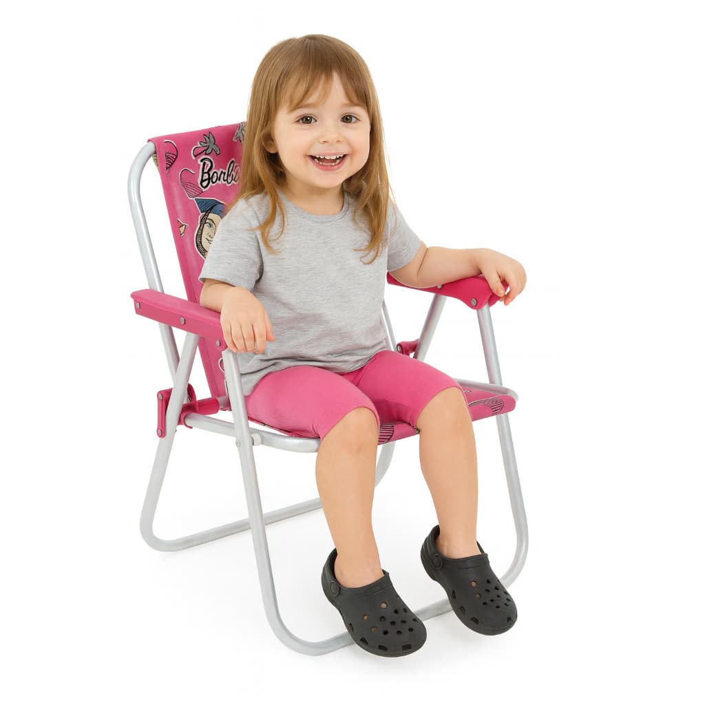 Cadeira Infantil Barbie Alumínio Praia Piscina Bel