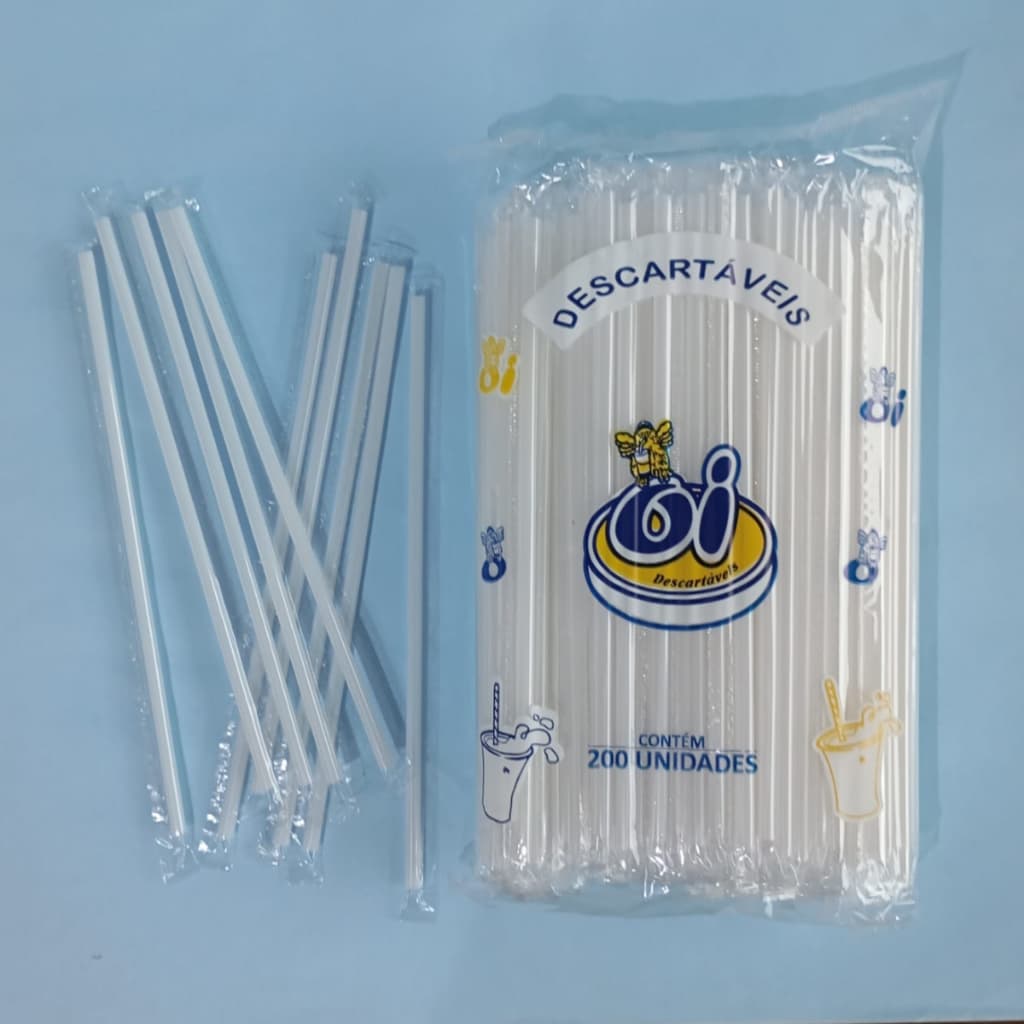 Canudo Plástico Tradicional 26cm C/200 Unidades - Oi Descartavel - Sucos| Refrescos | Refrigerantes