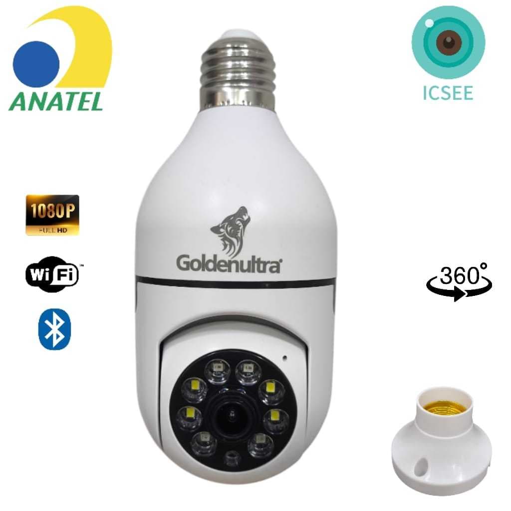 Câmera De Segurança Lâmpada Sem Fio Wi-fi IP 360°  Visão Nortuna Com Microfone e Alto-Falante