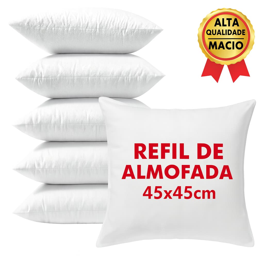 Kit 4 Almofadas cheias 45x45 fibra antialérgico decoração