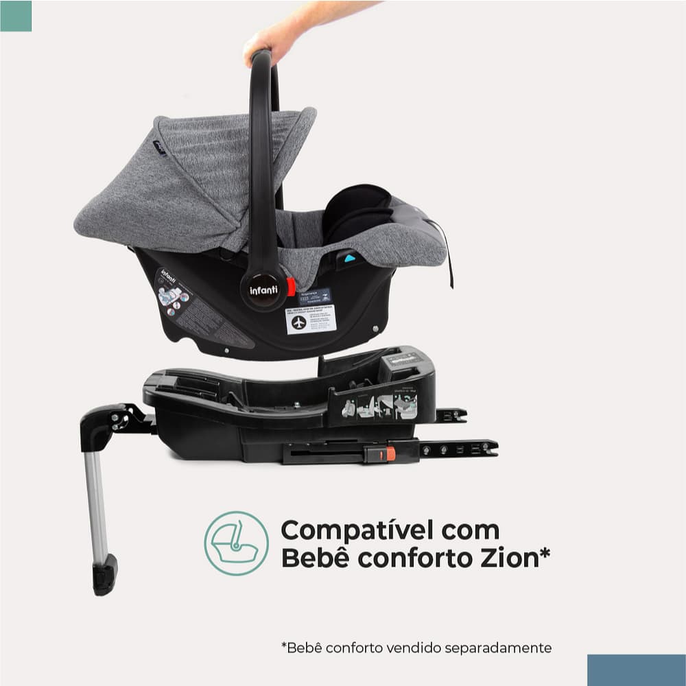 Base Veicular Isofix Zion Infanti Para Bebê Conforto Zion Liso Preto