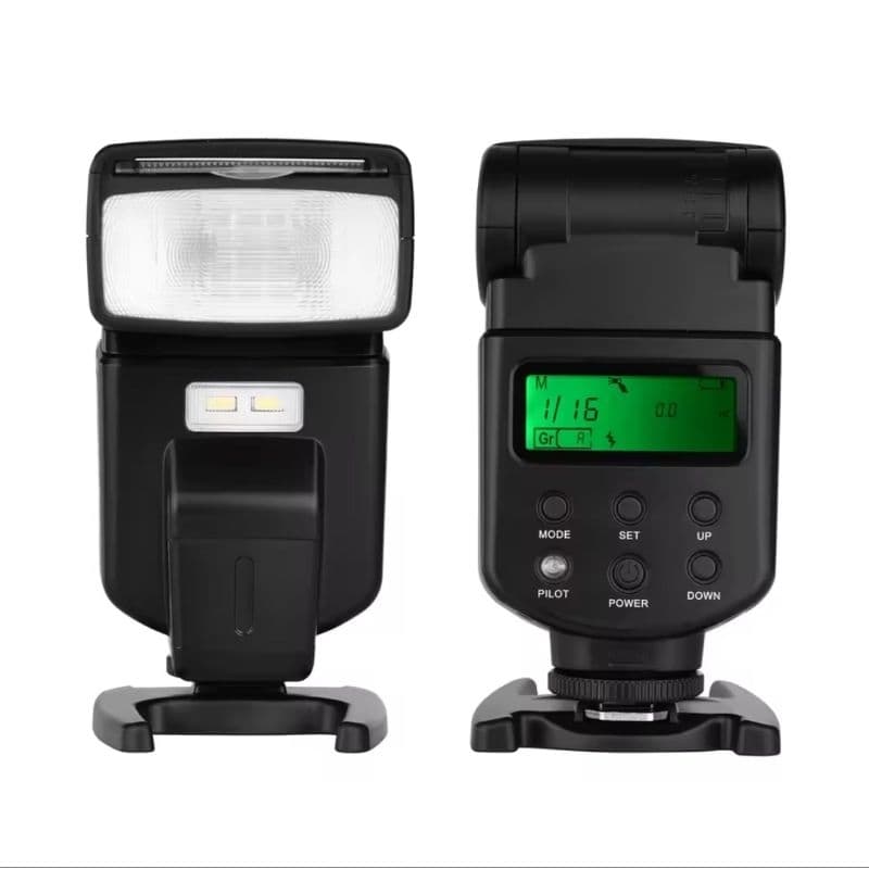 Flash Andoer Speedlite GN40 com LED, 8 níveis de potência, rotação 0 a 270 graus e modo múltiplo
